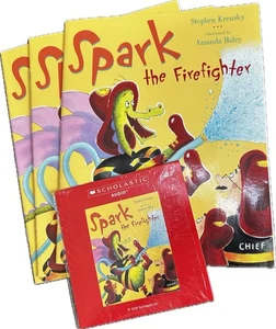 Spark The Firefighter 3 Books & Audio CD Scholastic Listening Center Read Aloud - Picture 1 of 4