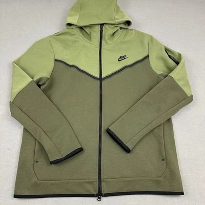 Nike Tech Fleece Sudadera con Capucha Chaqueta Hombres Grande Verde Bloque de Color Cremallera Completa Sudadera L Foto 1 de 4