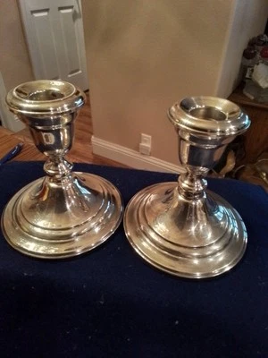 "Par de candelabros GORHAM YC-3003 candelabros GORHAM plateados de 3,25"" de alto" Foto 1 de 4