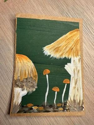 Mini tarjeta de arte original de pintura acrílica Mushroom ACEO Foto 1 de 2