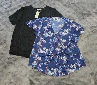 Blusa para mujer Xhileration talla 1X busto 21" imitación envoltura lote 2 tops más objetivo Foto 1 de 4