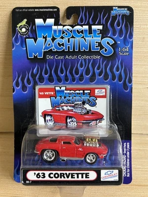 2000 Muscle Machines '63 Corvette 1:64 Red Diecast Vette Blown Engine MOC - Image 1 of 3