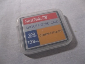 Sandisk 128MB CompactFlash SHOOT&STORE Card SDCFB Un-used/Open 200 Photos 03 - Picture 1 of 8