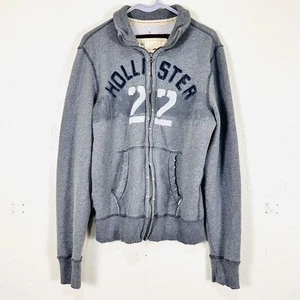 VTG Hollister Mens Thick Full Zip Sweater L Graphic Preppy Logo Y2K Distressed - Picture 1 of 6