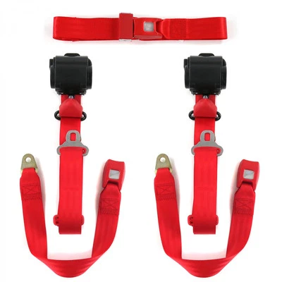 Ford Falcon 1966 - 1970 Standard 3pt Red Retractable Bench Seat Belt Kit - 3 Bel - Image 1 of 2