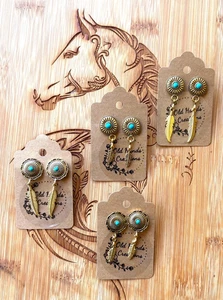 Pendientes de oro | dijes de plumas | Suroeste - Imagen 1 de 10