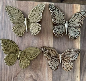 VTG Gold MCM 1967 SYROCO BUTTERFLY 4 PIECE SET MADE IN USA Wall Decor ❤️ - Picture 1 of 4