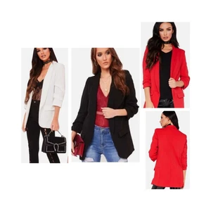 Women's Ruched sleeve blazer Ladies open front Coat Casual Formal Jacket 8-26 - Picture 1 of 4