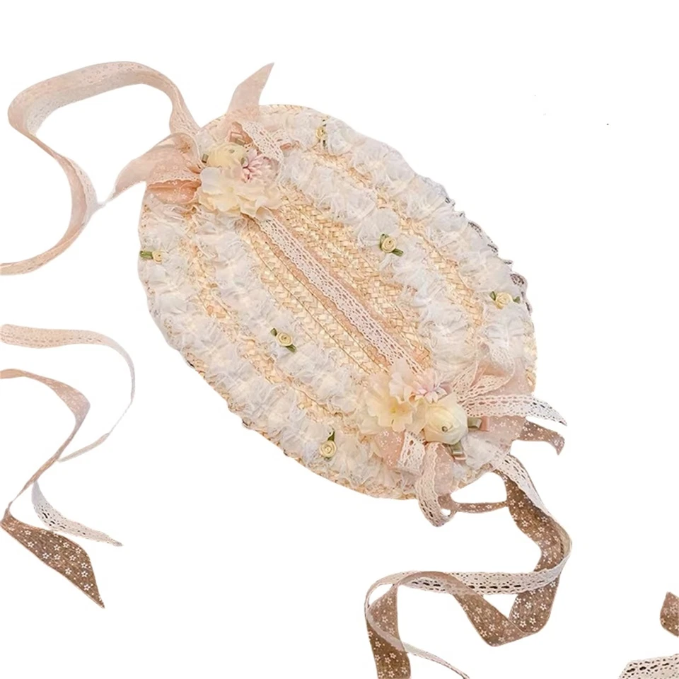 Victorian Bonnet Hat with Floral Womens Tea Party Hat Classic Lolita Hat Girls - Image 1 of 4