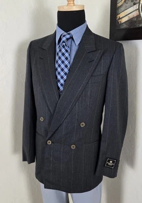 Vtg~NWT ERMENEGILDO ZEGNA Blazer 36R US/ 46 IT Double Breasted Jacket Made Italy - Image 1 of 4