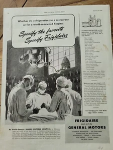 1946 General Motors Frigidaire John Hopkins hospital surgeons operate vintage ad - Picture 1 of 1