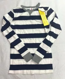Camisa pijama de cuello redondo a rayas para niños - azul marino/blanco - 12 - S212 - Imagen 1 de 1