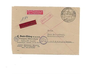 FZ Baden / TIENGEN (Oberrhein) 6.6.46, S.-Stpl. + rot Ra1 Gebühr bezahlt  - Bild 1 von 2