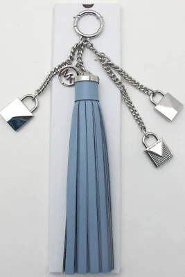 NUEVO en Caja Michael Kors Llave Cuero Borla Monedero Dijes Mercer Cerraduras Azul Pálido Foto 1 de 4