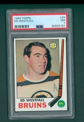 1969 Topps Hockey Card - #29 Ed Westfall, PSA 7 NM - Image 1 of 2