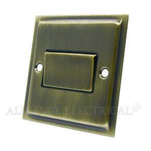 Slimline Antique Brass Fan Isolator Switch - 10 Amp 3-Pole Fan Isolation Switch - Picture 1 of 1