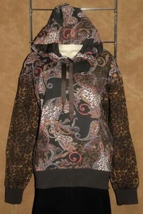 Robert Graham ~ Black & Brown - Capri Leopard Print & Paisley HOODIE sz XL *NEW! - Picture 1 of 1