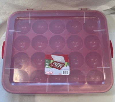 ONE Sterilite Christmas Ornament Storage Plastic Container Case Holds 20 USA - Image 1 of 4