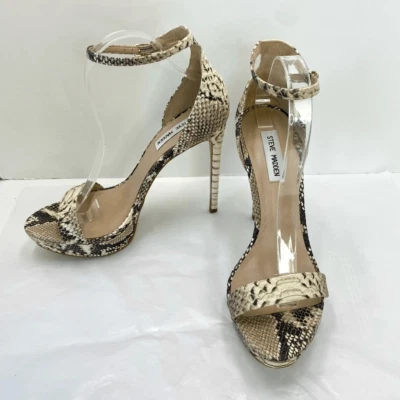 Женские туфли-лодочки Steve Madden Starlet с открытым носком и ремешком на лодыжке с принтом из змеиной кожи 10 M - Изображение 1 из 4