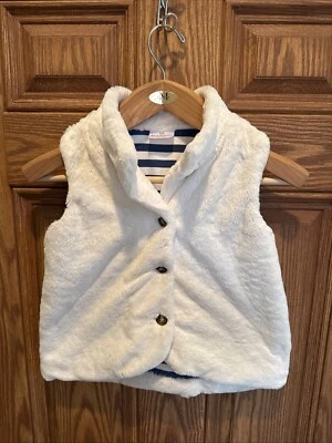 Chaleco Hanna Andersson Imitación Piel Invierno Blanco Talla 140 (Talla 10) Azul/Blanco Rayas Interior Foto 1 de 4