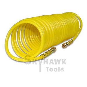 Manguera de aire de retroceso de 25 ft x 1/4" extremos de resorte bobina herramienta compresor neumático 200 psi - Imagen 1 de 1