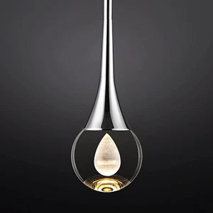 New Teardrop Crystal Pendant Light Globe 8W Dimmable LED Ceiling Hanging Light - Picture 1 of 6