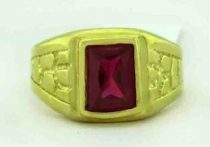 LAB CREATED RUBY 1.18 Cts NUGGET STYLE RING 14k GOLD - NWT & FREE Gift Box - Picture 1 of 3