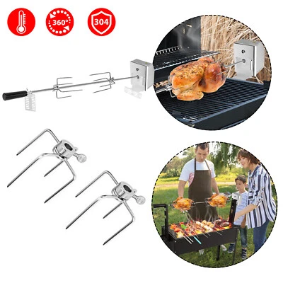 BBQ Grillspieß Set Rotisserie 117 cm mit 4 Fleischnadeln und Motor Automatisch - Bild 1 von 4