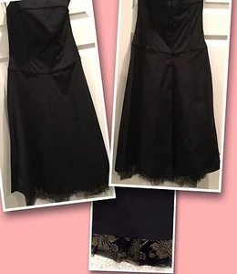 To The Max Women's Black Silky Smooth Corset Dress Golden Lace Ham Size 2 - Picture 1 of 5