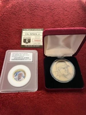 CAL RIPKEN 24k gold Maryland Quarter uncirculated Highland Mint Coin Orioles MLB - Image 1 of 2