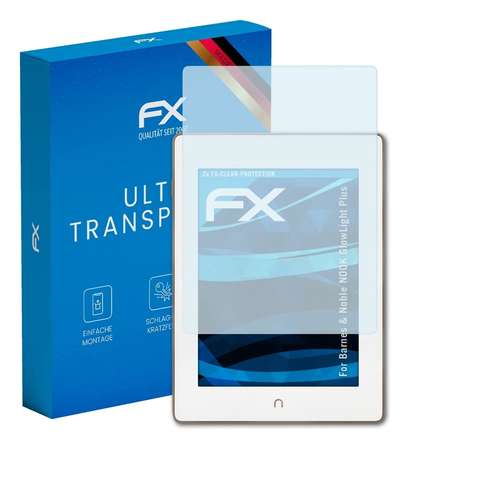 atFoliX 2x Schutzfolie für Barnes & Noble NOOK GlowLight Plus klar - Bild 1 von 4