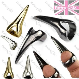 CLAW talon FINGER TIP RING long nails GOTH silver/gold/black PUNK CLAWS rock - Picture 1 of 6
