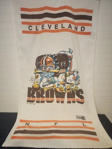 Rare Vintage 1988 Cleveland Browns Football NFL Beach Towel Dog/Dawg Cover