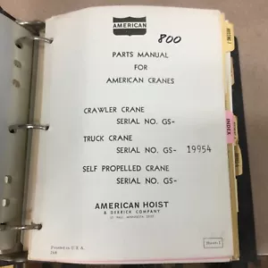 American 800 CAMIÓN GRÚA REPUESTOS MANUAL LIBRO CATÁLOGO GUÍA LISTA POLIPASTO PORTADOR - Imagen 1 de 4