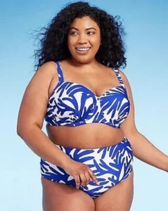 Women's Underwire Bikini - Kona Sol Blue And White Plus Size 2X (20-22) NWT READ - Picture 1 of 11