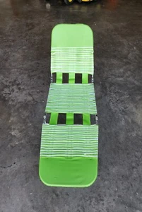Vintage Folding Lawn Lounge Chair Beach Deck Pool Vinyl Tube Plastic Lime Green - Picture 1 of 8
