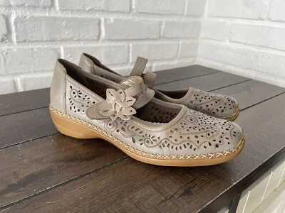 Rieker Mary Jane Women's Mirjam Gray Leather Shoes Sz 39 - Image 1 of 4