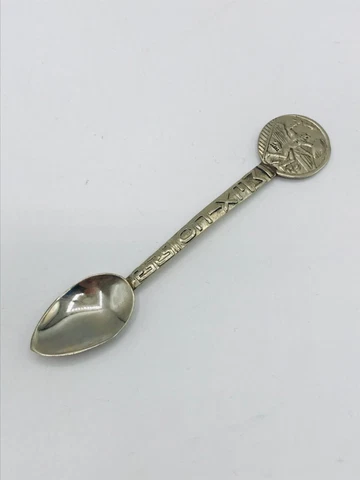 Vintage Mexico Aztec Mayan Sterling Silver Souvenir Spoon .925 Cover