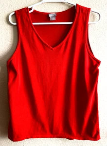 Chicos Orange V-neck Knitted Tank Top (Chico's Size 1) size 8 M - Picture 1 of 2
