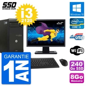 PC Tour HP Pro 3400 MT Ecran 22" Core i3-2120 RAM 8Go SSD 240Go Windows 10 Wifi - Imagen 1 de 9