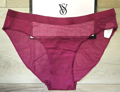 NWT Vintage Victoria's Secret Body by BBV Burgundy Sheer Low Bikini Panties S - Image 1 of 3