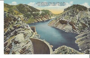 NORTH PLATTE RIVER, WYOMING POSTKARTE SEMINOE DAM & SEE - Bild 1 von 2