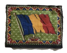 Antique Cigar Box Tobacco Flannel Flags of The World Roumania - Rare!