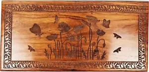 Floral And Fly Carved Urn Adult Cremation Funeral Memorial Keepsake Ashes Holder - Picture 1 of 5