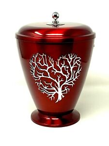 Metal Cremation Urn For Ashes Tree Of Life Funeral Urn Large Adult Classy Red