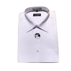MILANI WHITE  LONG SLEEVE BUTTON COLLARED SIZE 16 34/35 FRENCH CUFF 10063 - Picture 1 of 7