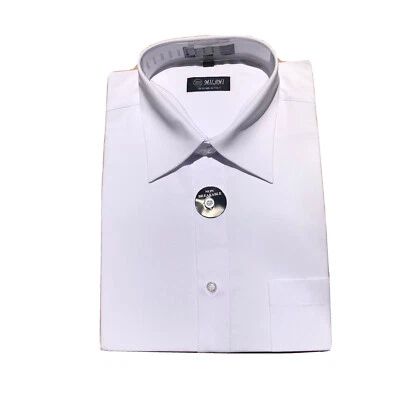 MILANI WHITE  LONG SLEEVE BUTTON COLLARED SIZE 16 34/35 FRENCH CUFF 10063 - Image 1 of 4