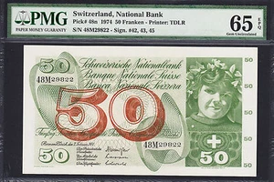 Switzerland 50 Francs 1974 Pick-48n GEM UNC PMG 65 EPQ - Picture 1 of 2