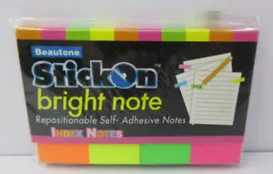 Stick On Sticky Index Notes 50x20mm Assorted Neon Colours 4 Pads x 50 Notes - Picture 1 of 2