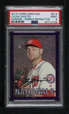 2016 Heritage High Number Chrome Purple Refractor Lucas Giolito PSA 9 Rookie RC - Image 1 of 2